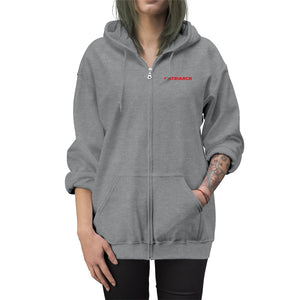 Matriarch Embroidered Zip Up Hoodie Grey/Red